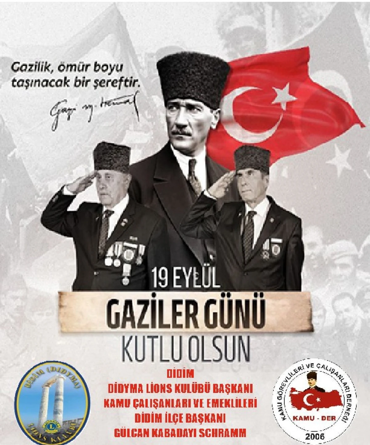 19 EYL&Uuml;L GAZİLER G&Uuml;N&Uuml; KUTLAMA MESAJI