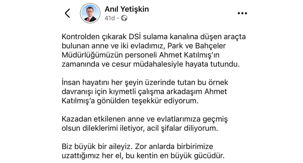 BAŞKAN ANIL YETİŞKİN&rsquo;DEN KAHRAMAN EKİBE TEBRİK:  "BU KENTİN EN B&Uuml;Y&Uuml;K G&Uuml;C&Uuml; BİRLİKTELİĞİMİZDİR"