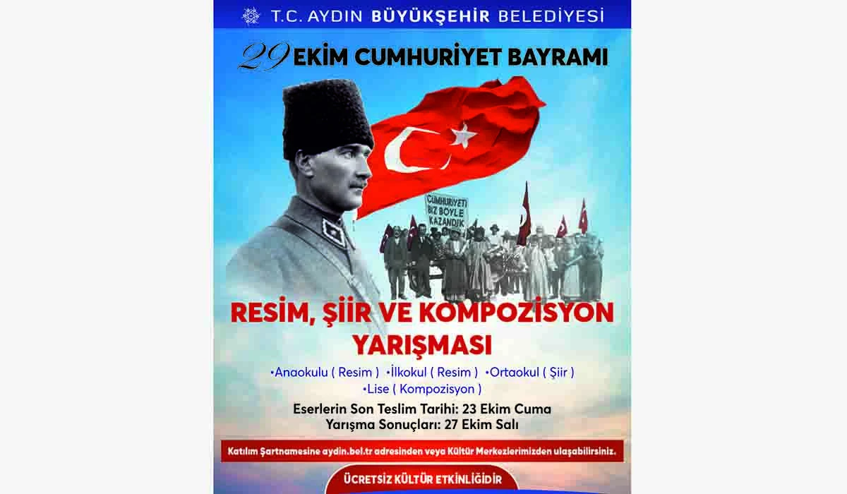 BAŞKAN &Ccedil;ER&Ccedil;İOĞLU&rsquo;NDAN 29 EKİM TEMALI &Ouml;D&Uuml;LL&Uuml; RESİM, ŞİİR VE KOMPOZİSYON YARIŞMASI