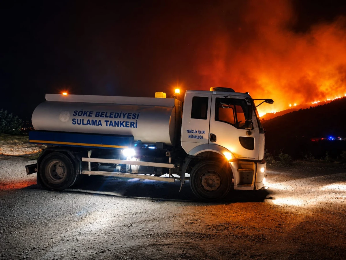 &Ccedil;ine'deki Orman Yangınına S&ouml;ke Belediyesi'nden Destek
