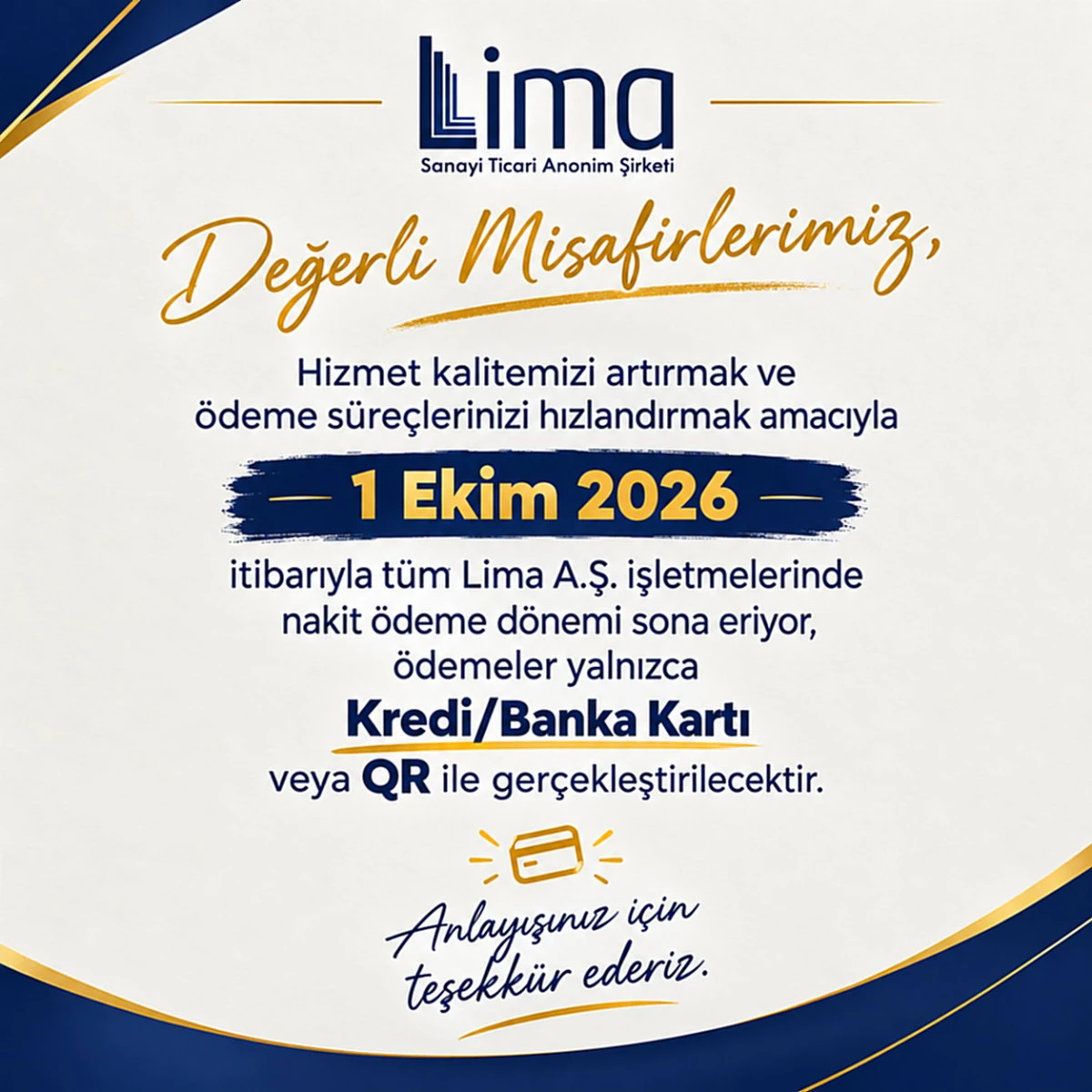LİMA A.Ş.&rsquo;DE NAKİT &Ouml;DEME D&Ouml;NEMİ SONA ERİYOR