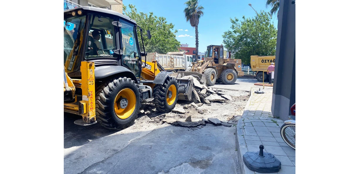 SÖKE’DE YOL YENİLEME ÇALIŞMALARI  HIZ KESMEDEN DEVAM EDİYOR